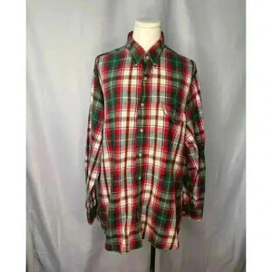 Vintage Woolrich Plaid Flannel Long Sleeve Button Front Shirt Men’s XL Red Green